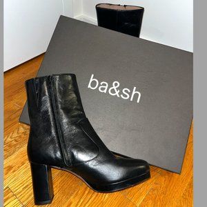 Ba&sh Chelbi Black Leather Heeled Boots Size 36